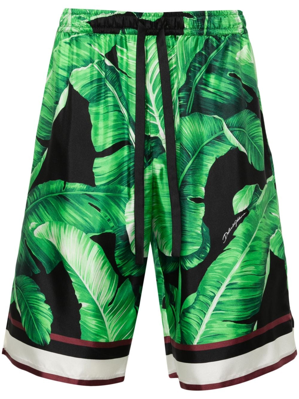 Dolce & Gabbana leaves-print silk shorts - Green von Dolce & Gabbana