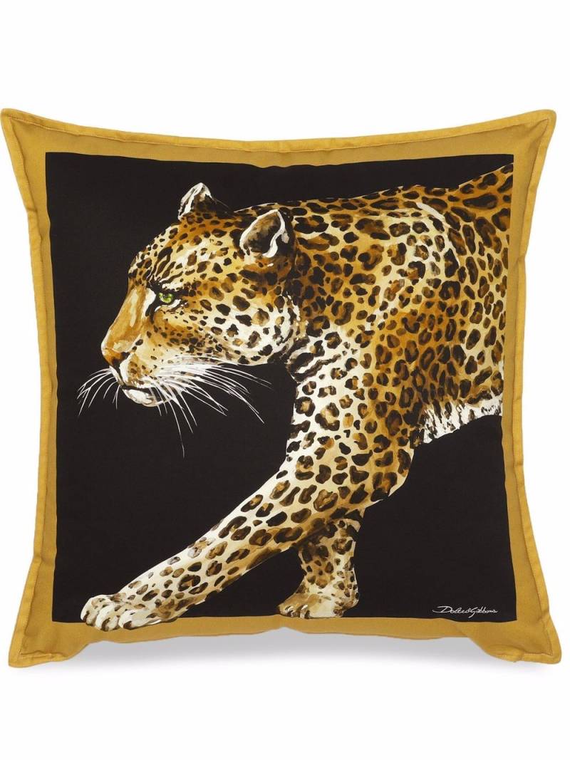 Dolce & Gabbana medium Leopardo-print canvas cushion - Black von Dolce & Gabbana