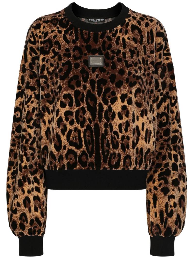 Dolce & Gabbana leopard-jacquard chenille jumper - Brown von Dolce & Gabbana