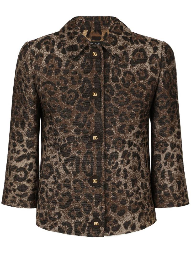 Dolce & Gabbana leopard-patterned jacquard jacket - Brown von Dolce & Gabbana