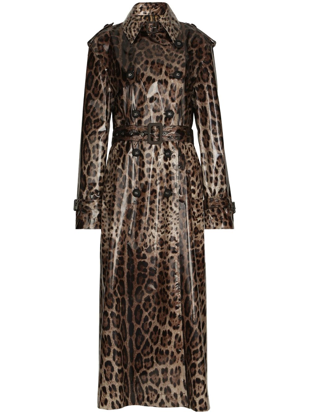 Dolce & Gabbana leopard-print belted trench coat - Brown von Dolce & Gabbana