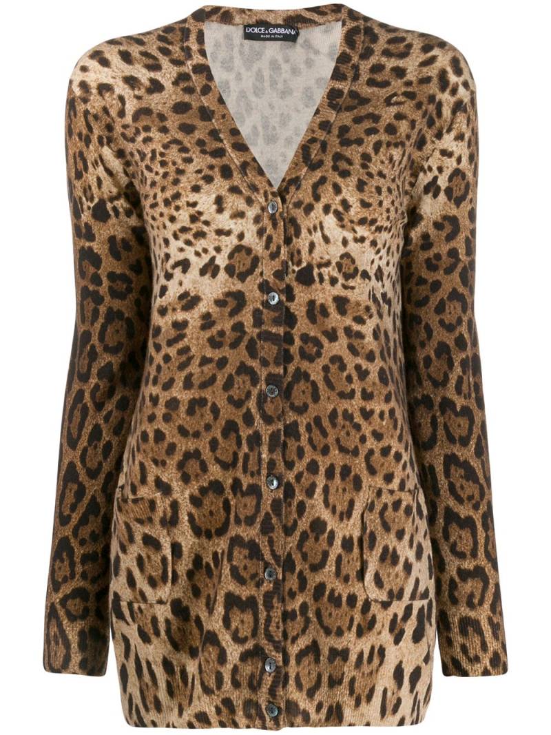 Dolce & Gabbana leopard-print cashmere cardigan - Brown von Dolce & Gabbana