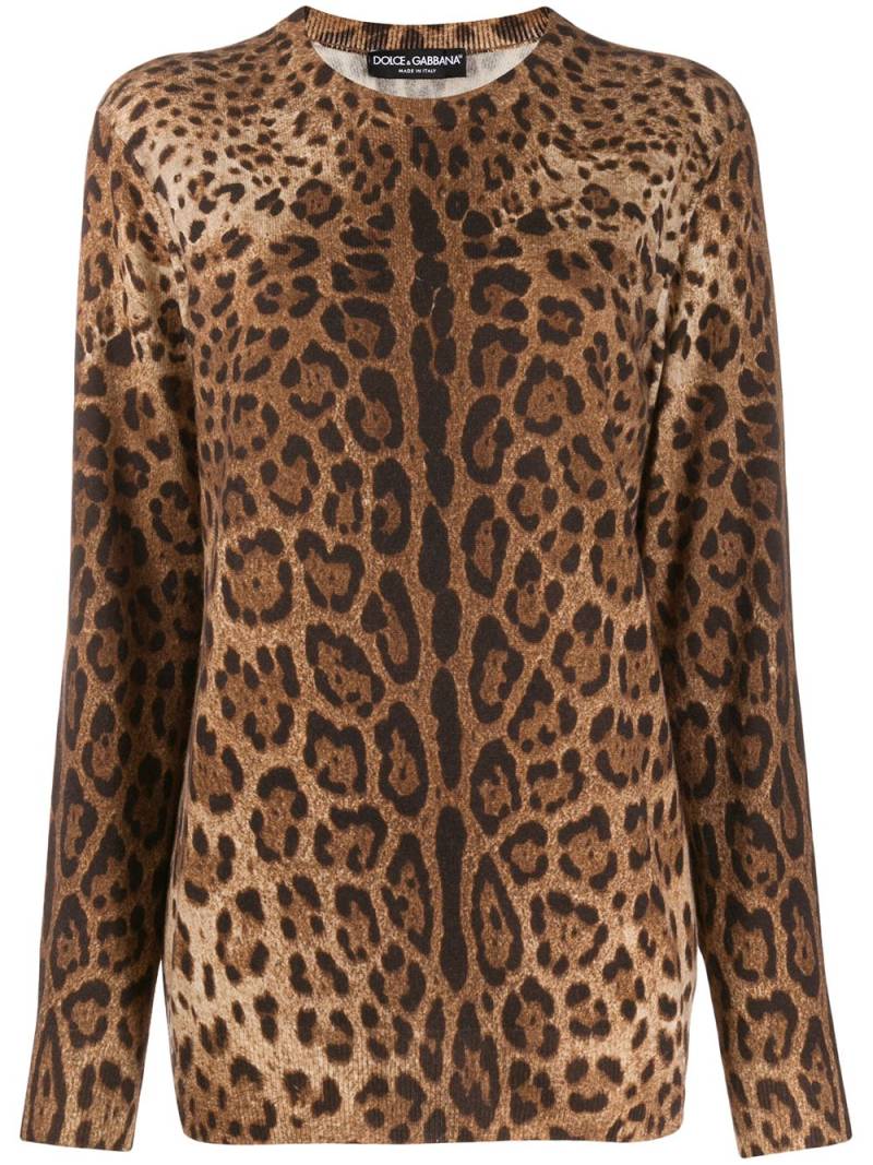 Dolce & Gabbana leopard-print cashmere jumper - Brown von Dolce & Gabbana