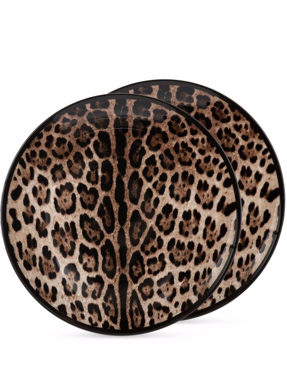 Dolce & Gabbana leopard-print porcelain dinner plates (set of 2) - Brown von Dolce & Gabbana