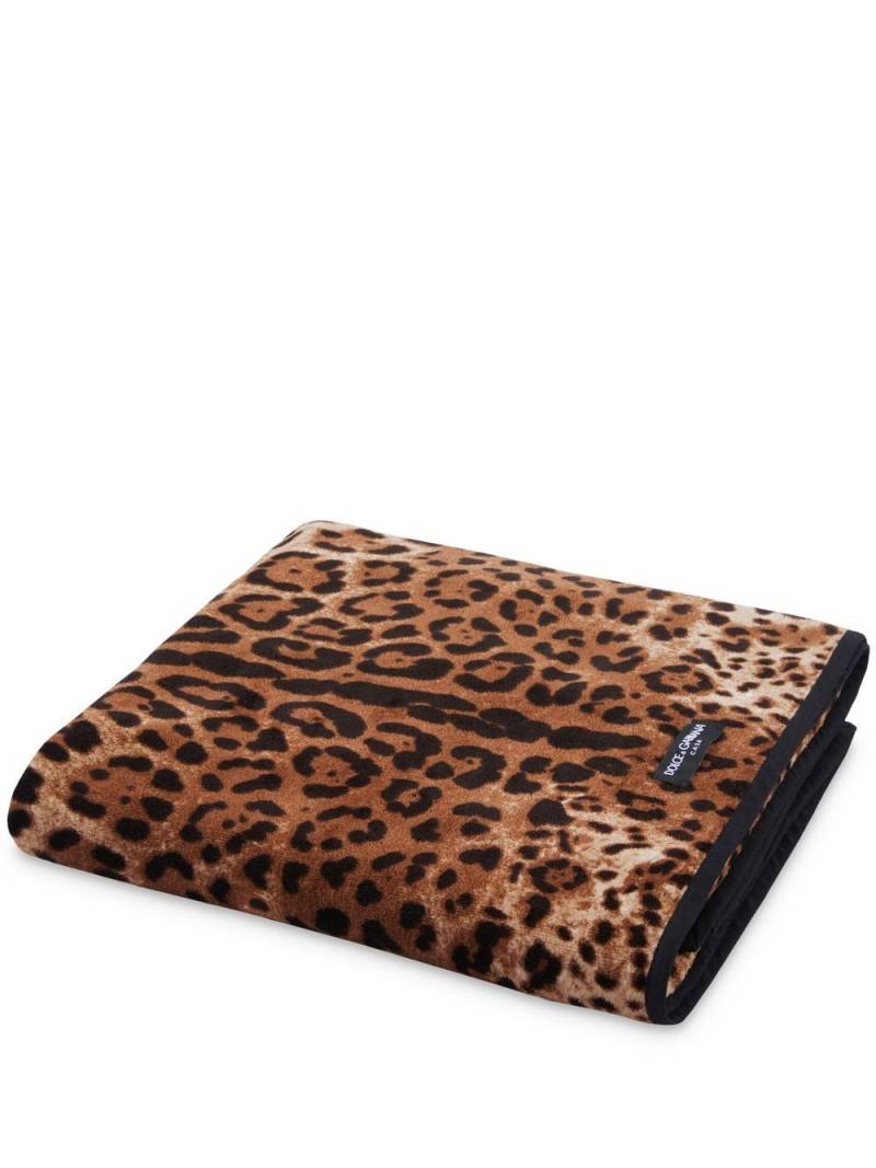 Dolce & Gabbana leopard-print cotton towel - Brown von Dolce & Gabbana