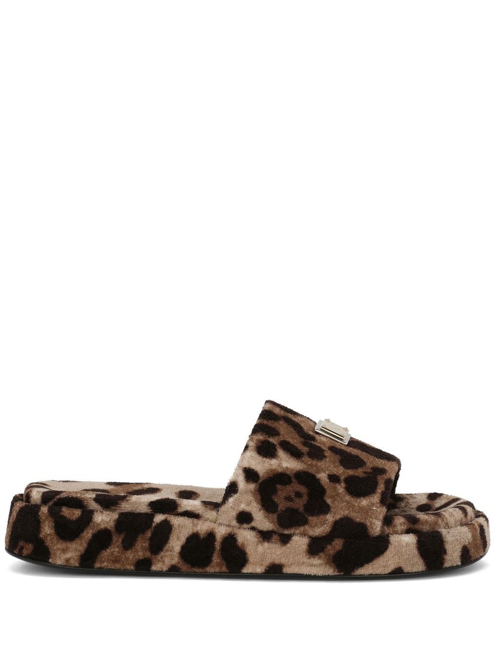 Dolce & Gabbana leopard-print fleece slippers - Brown von Dolce & Gabbana