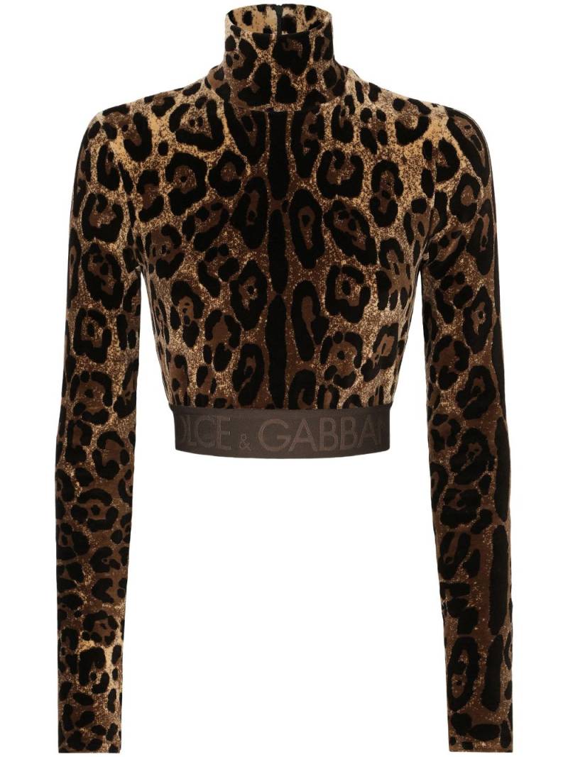 Dolce & Gabbana leopard-print high-neck blouse - Brown von Dolce & Gabbana