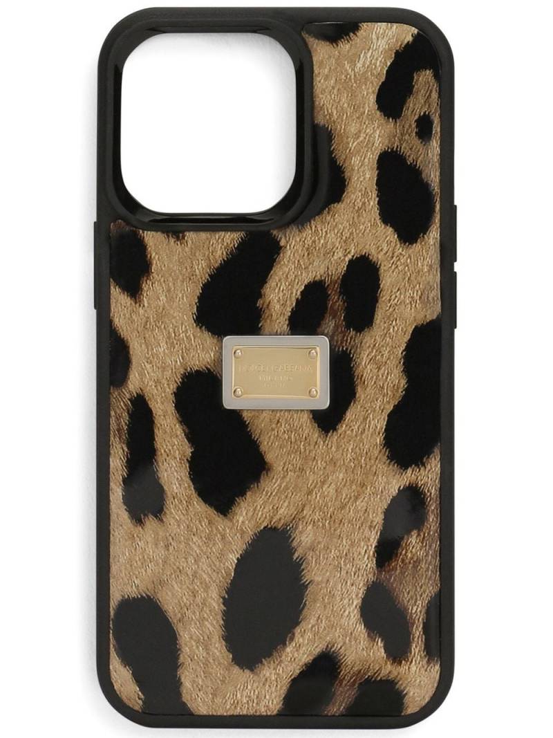 Dolce & Gabbana leopard-print iPhone 14 Pro case - Black von Dolce & Gabbana