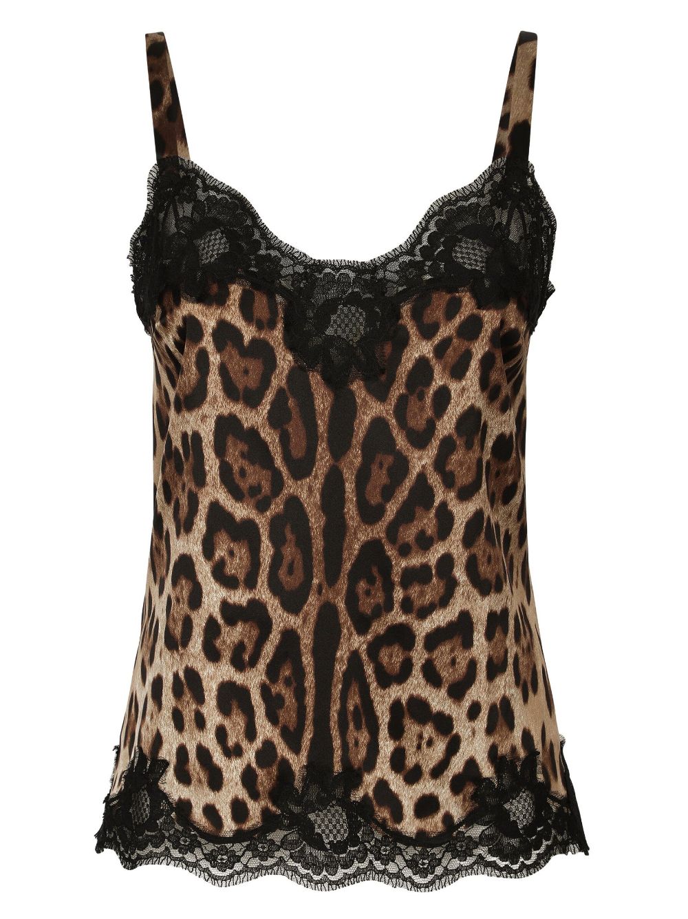 Dolce & Gabbana leopard-print lace-detailing camisole - Brown von Dolce & Gabbana