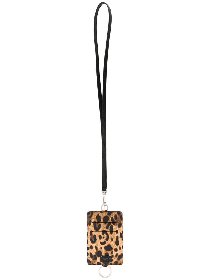 Dolce & Gabbana leopard-print leather card holder - Yellow von Dolce & Gabbana