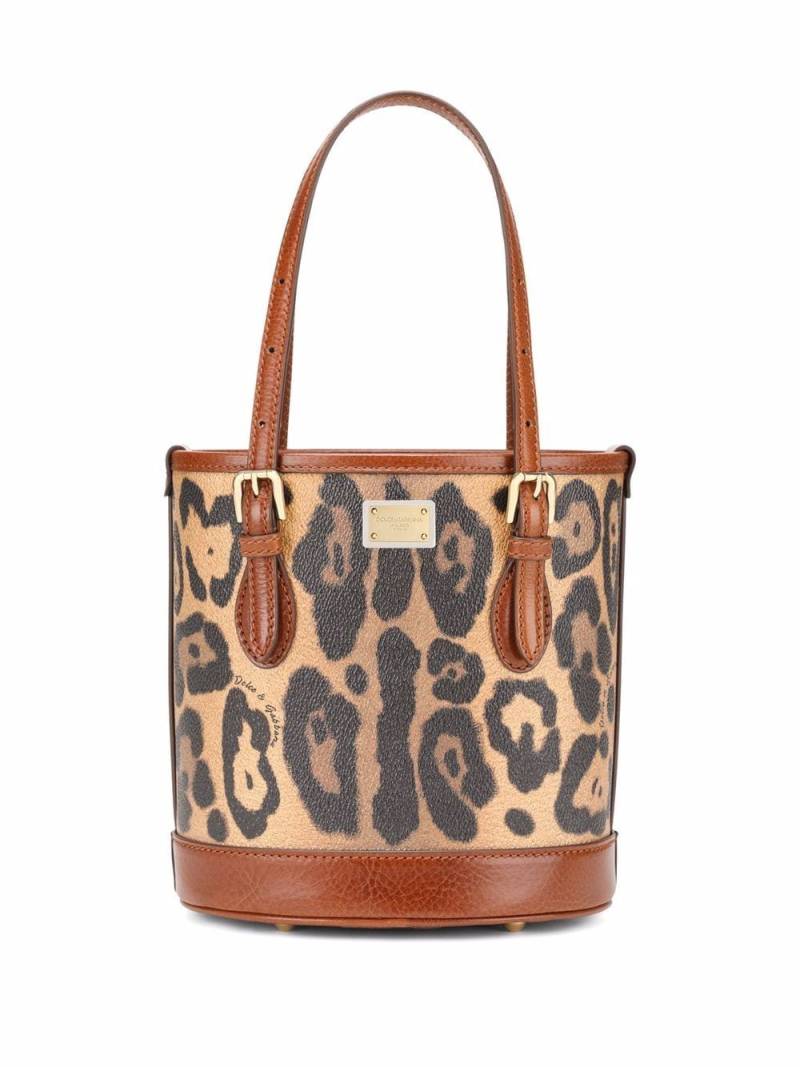 Dolce & Gabbana small Crespo leopard-print bucket bag - Brown von Dolce & Gabbana