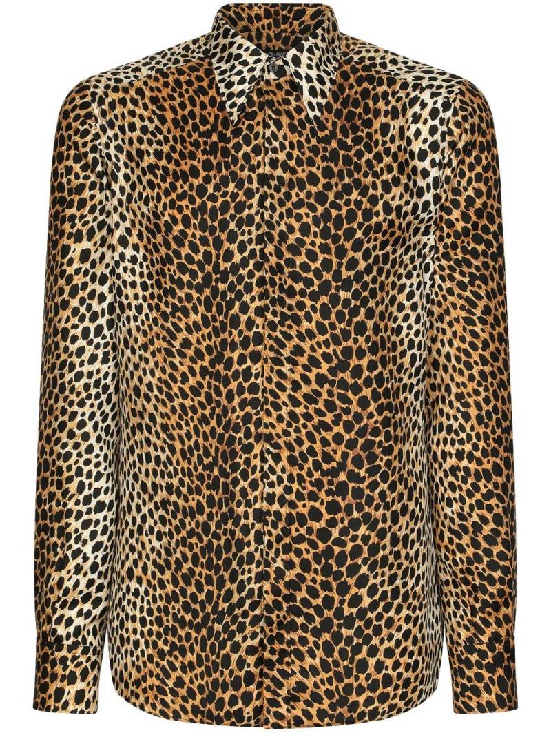 Dolce & Gabbana leopard-print long-sleeve shirt - Brown von Dolce & Gabbana