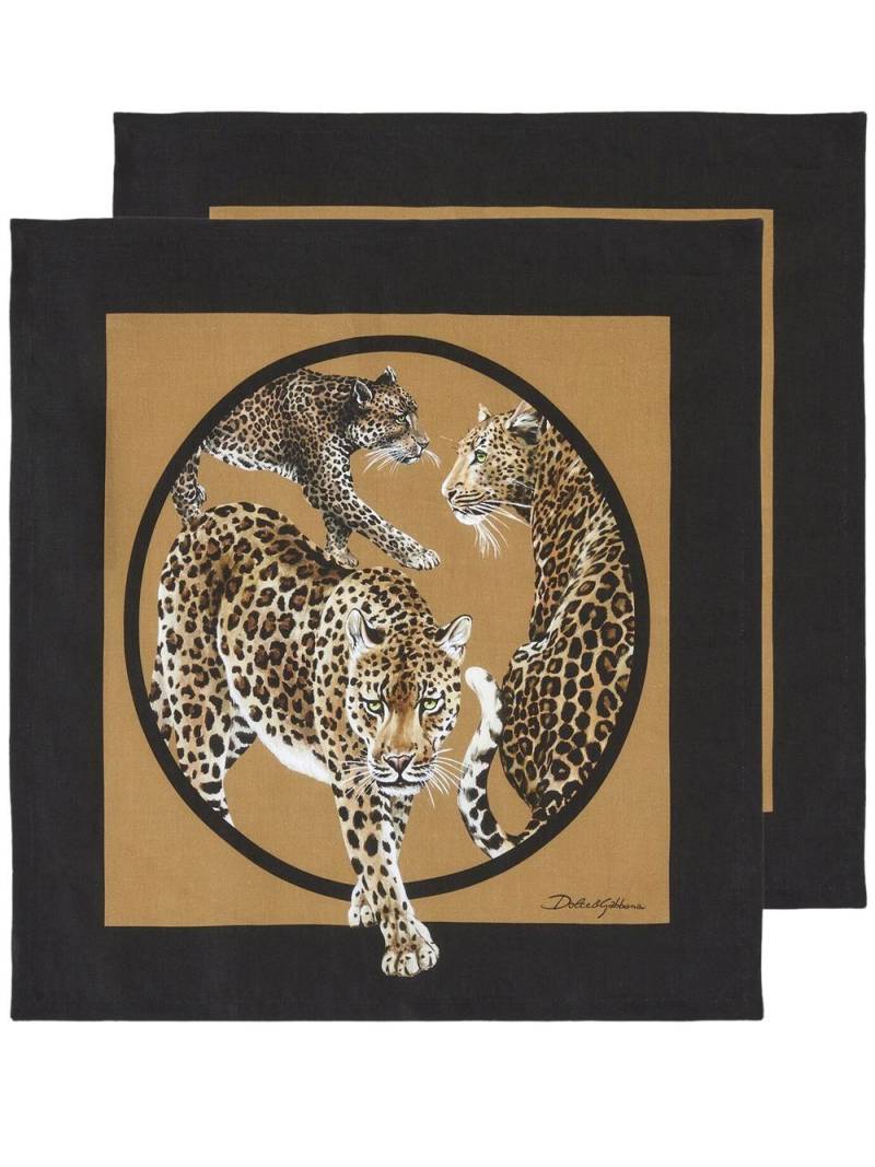 Dolce & Gabbana leopard-print napkin set - Brown von Dolce & Gabbana