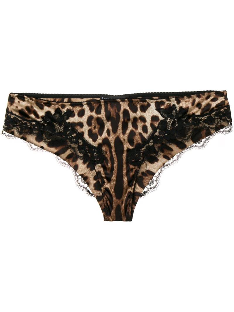 Dolce & Gabbana leopard-print satin briefs - Brown von Dolce & Gabbana