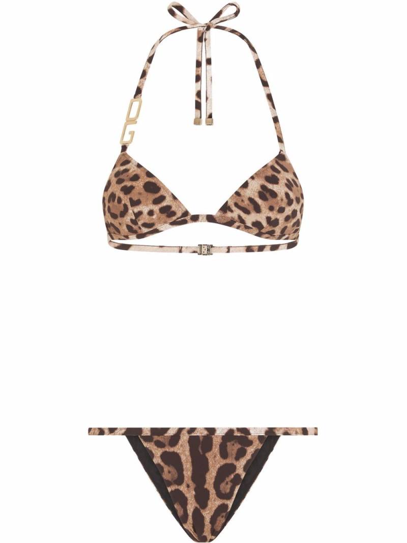 Dolce & Gabbana leopard-print triangle bikini - Brown von Dolce & Gabbana