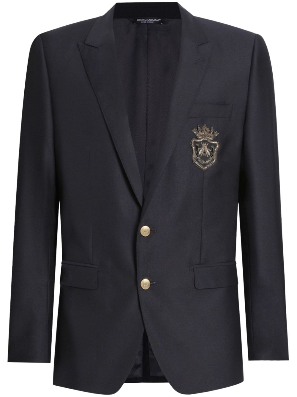 Dolce & Gabbana logo-appliqué blazer - Blue von Dolce & Gabbana