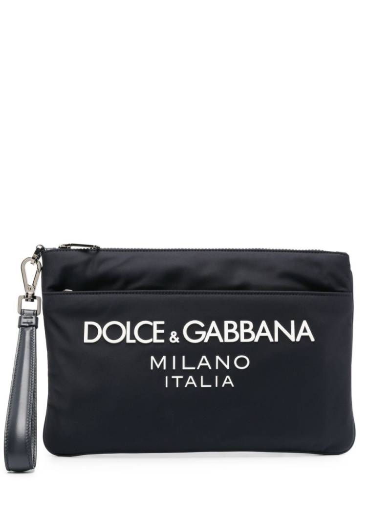 Dolce & Gabbana logo-appliqué clutch bag - Blue von Dolce & Gabbana