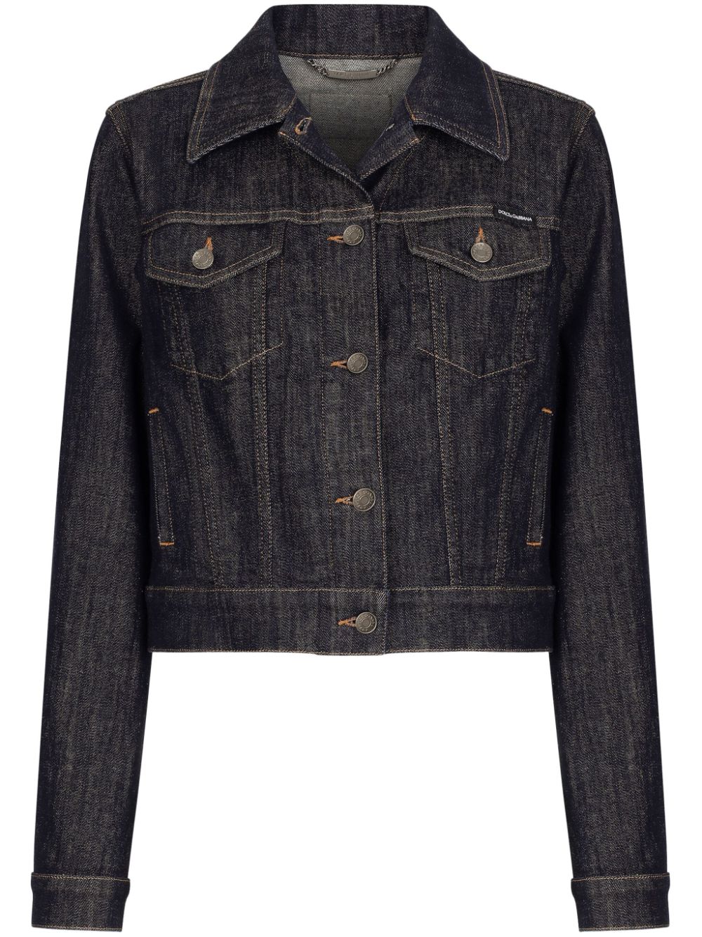 Dolce & Gabbana logo-appliqué cotton-blend denim jacket - Grey von Dolce & Gabbana