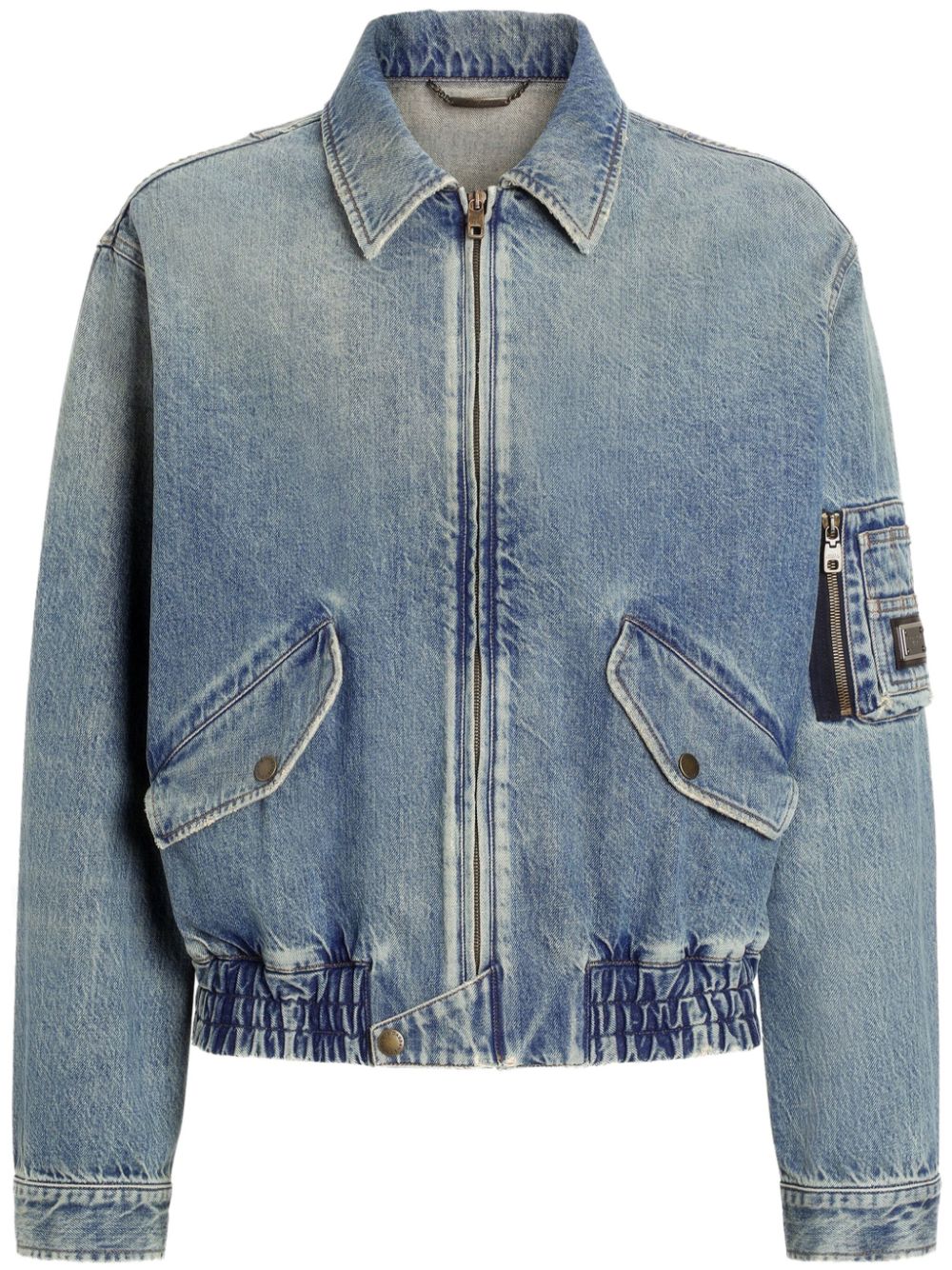 Dolce & Gabbana logo-appliqué denim jacket - Blue von Dolce & Gabbana