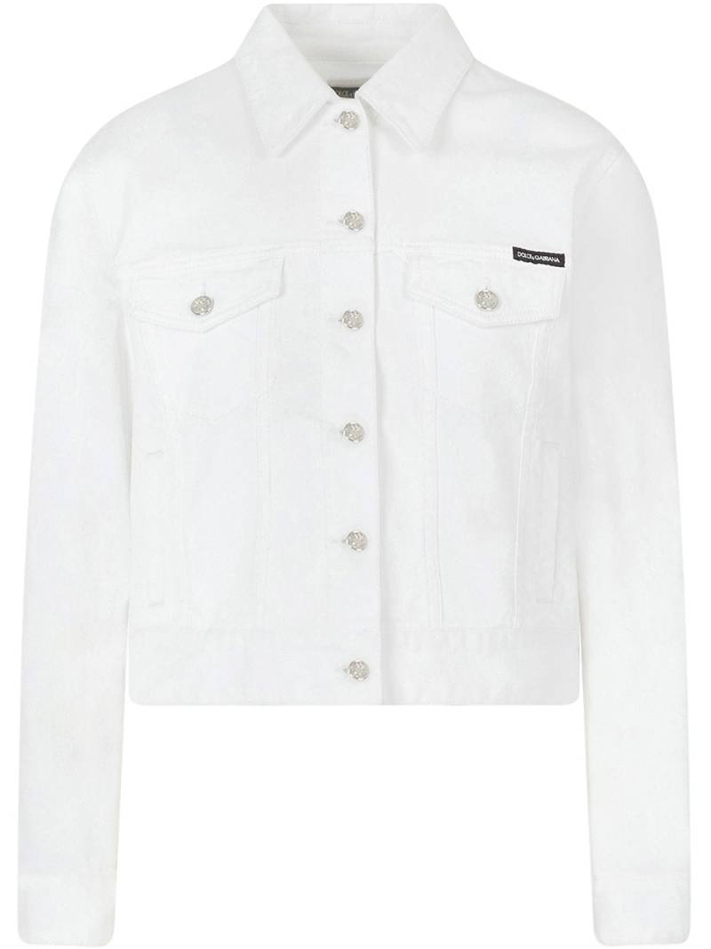 Dolce & Gabbana logo-appliqué denim jacket - White von Dolce & Gabbana