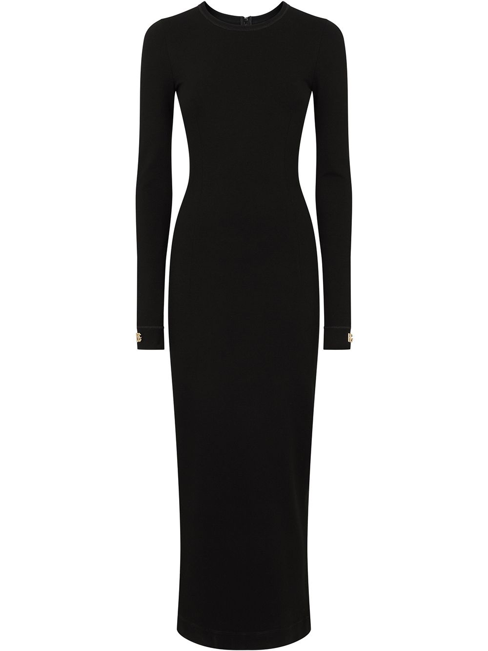 Dolce & Gabbana logo-appliqué long-sleeve midi dress - Black von Dolce & Gabbana