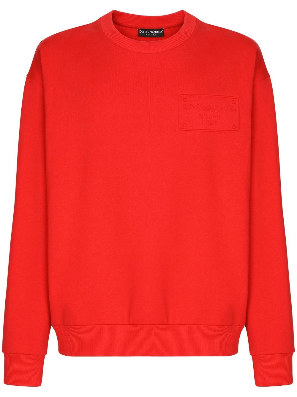 Dolce & Gabbana logo-appliqué long-sleeved jumper - Red von Dolce & Gabbana