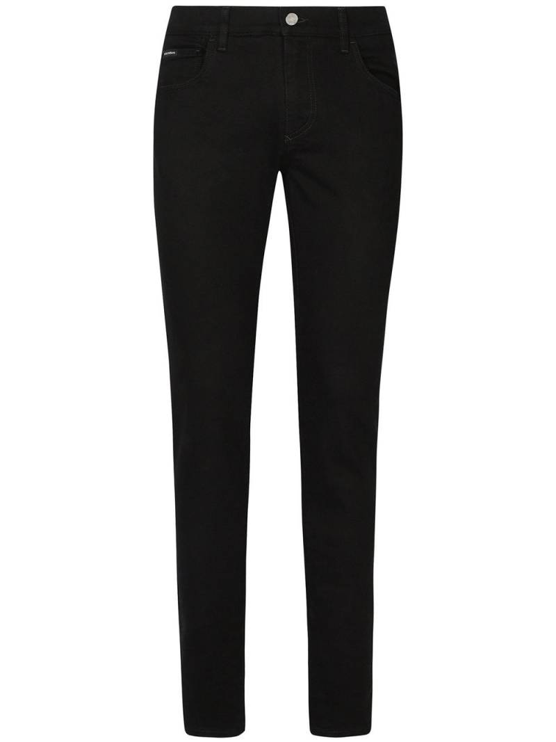 Dolce & Gabbana logo-appliqué skinny jeans - Black von Dolce & Gabbana