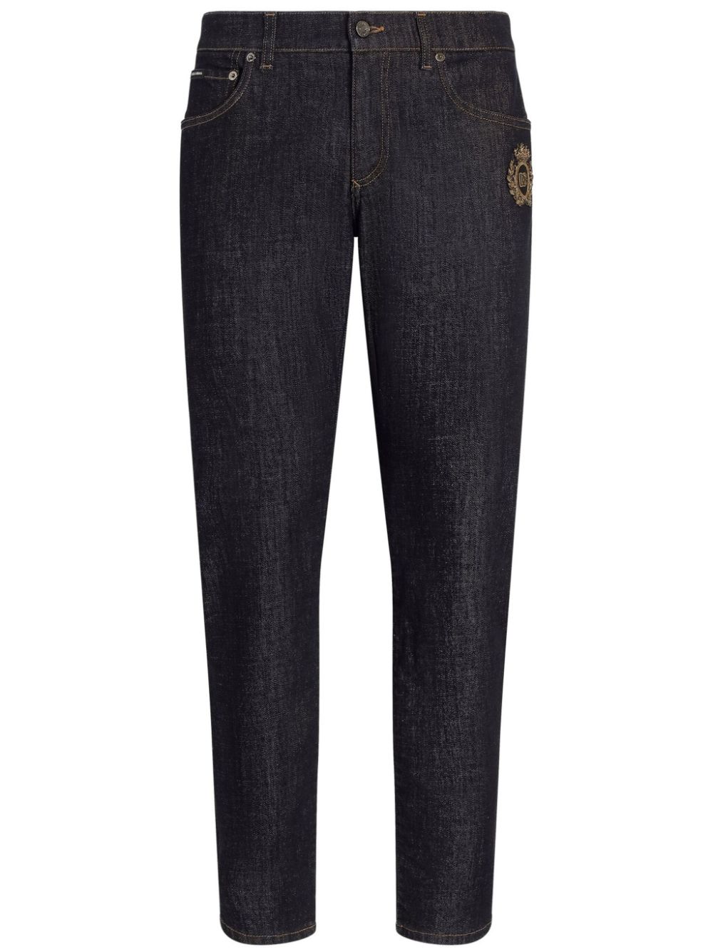 Dolce & Gabbana logo-appliqué tapered jeans - Blue von Dolce & Gabbana