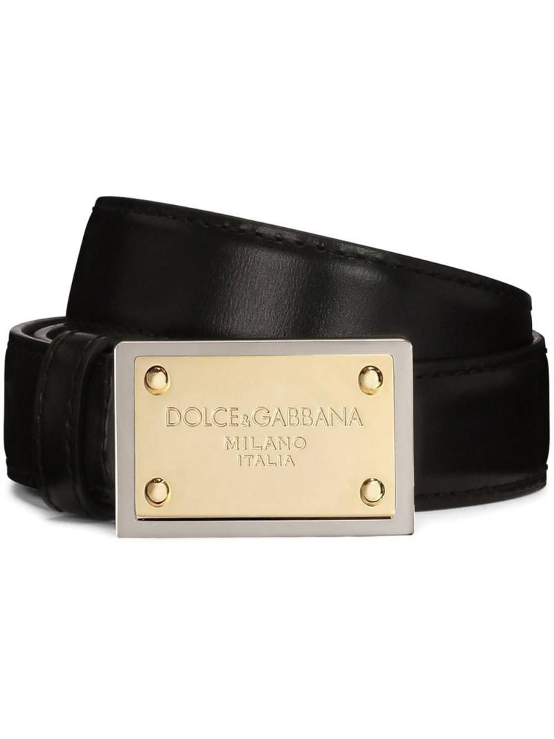 Dolce & Gabbana logo-tag leather belt - Black von Dolce & Gabbana