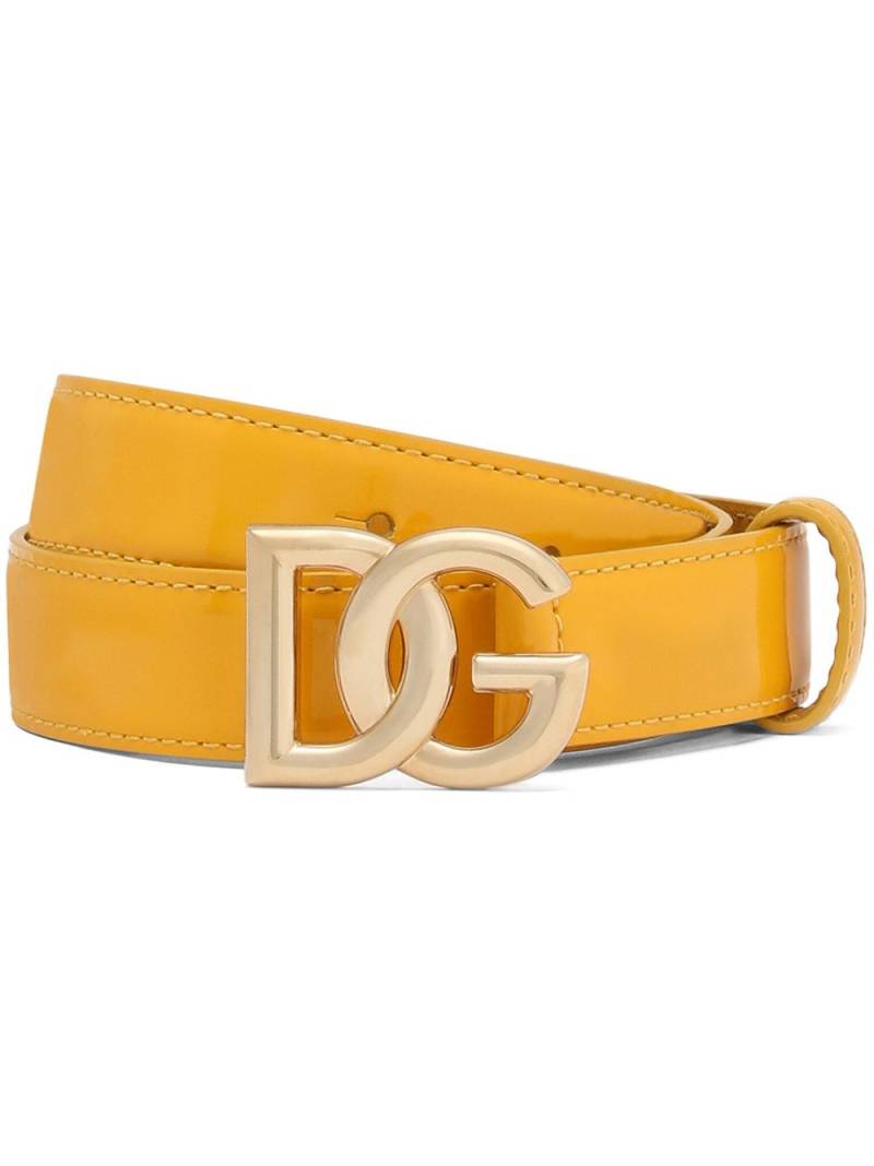 Dolce & Gabbana logo-buckle leather belt - Yellow von Dolce & Gabbana