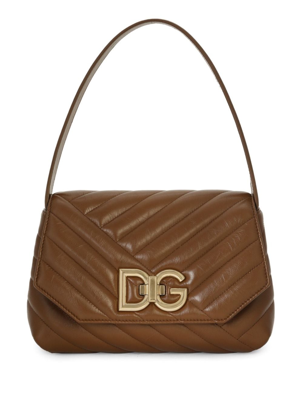 Dolce & Gabbana logo-buckle padded leather bag - Brown von Dolce & Gabbana