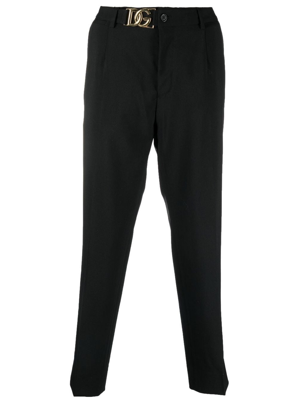 Dolce & Gabbana logo-buckle tapered trousers - Black von Dolce & Gabbana