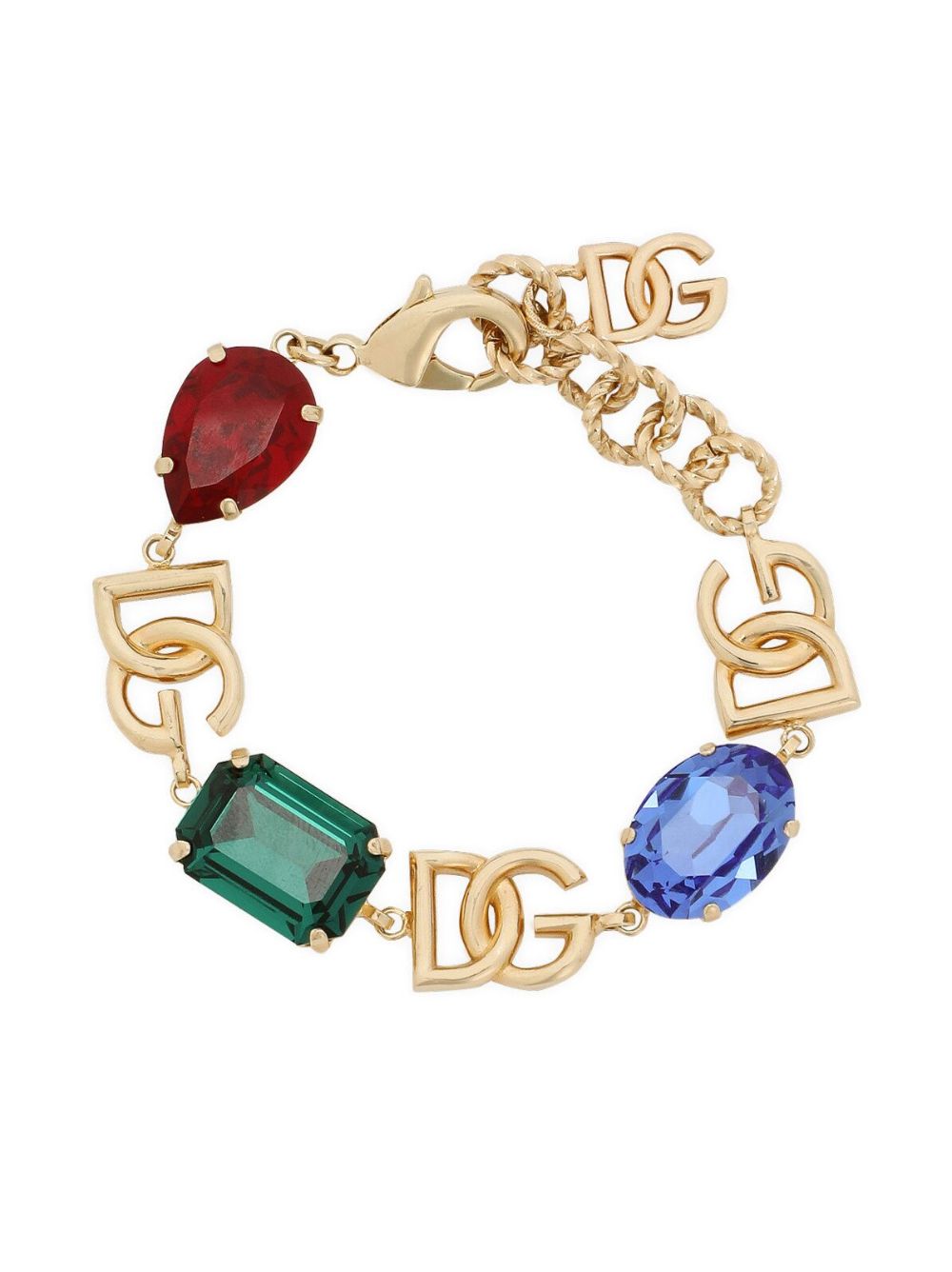 Dolce & Gabbana logo-charm crystal-embellished bracelet - Gold von Dolce & Gabbana