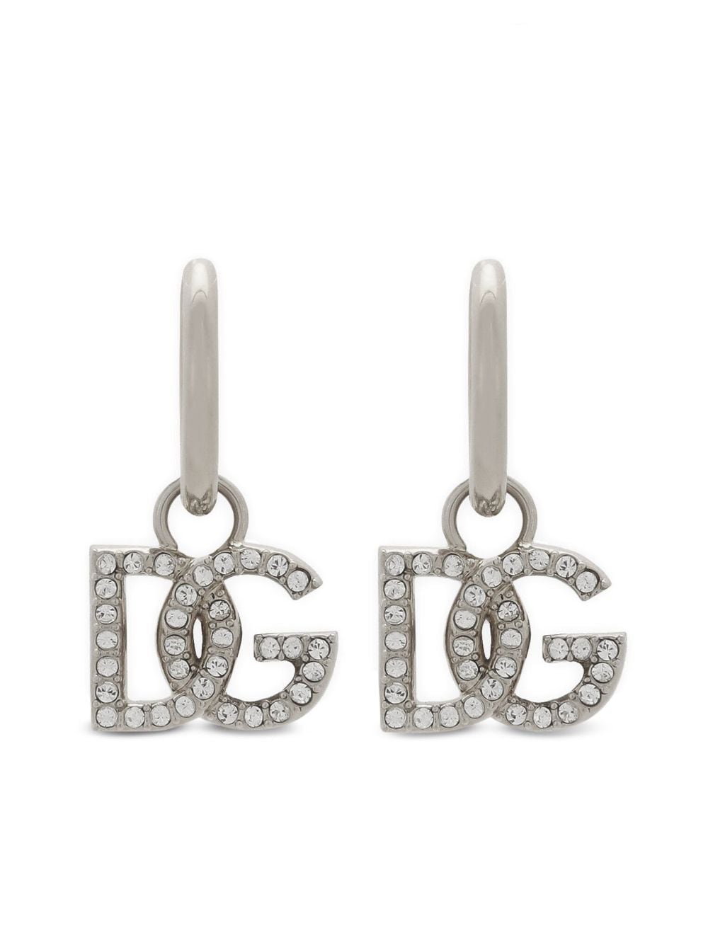 Dolce & Gabbana logo-charm polished hoop earrings - Silver von Dolce & Gabbana