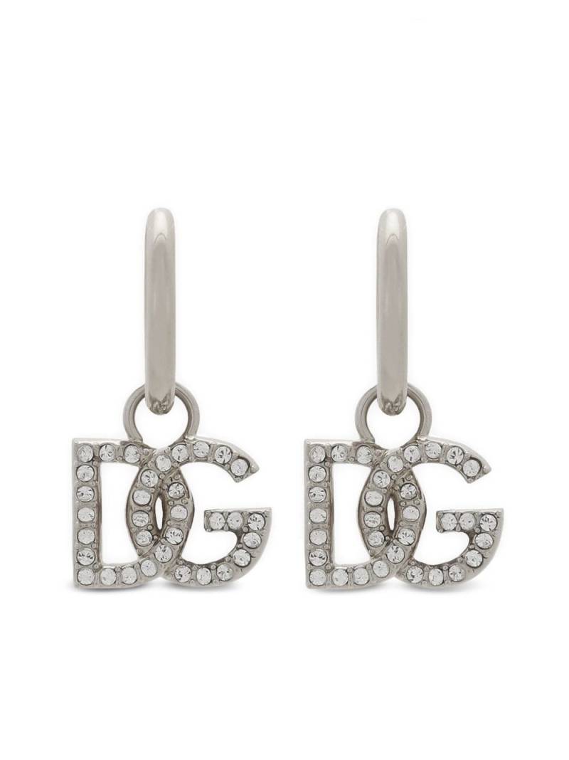 Dolce & Gabbana logo-charm polished hoop earrings - Silver von Dolce & Gabbana