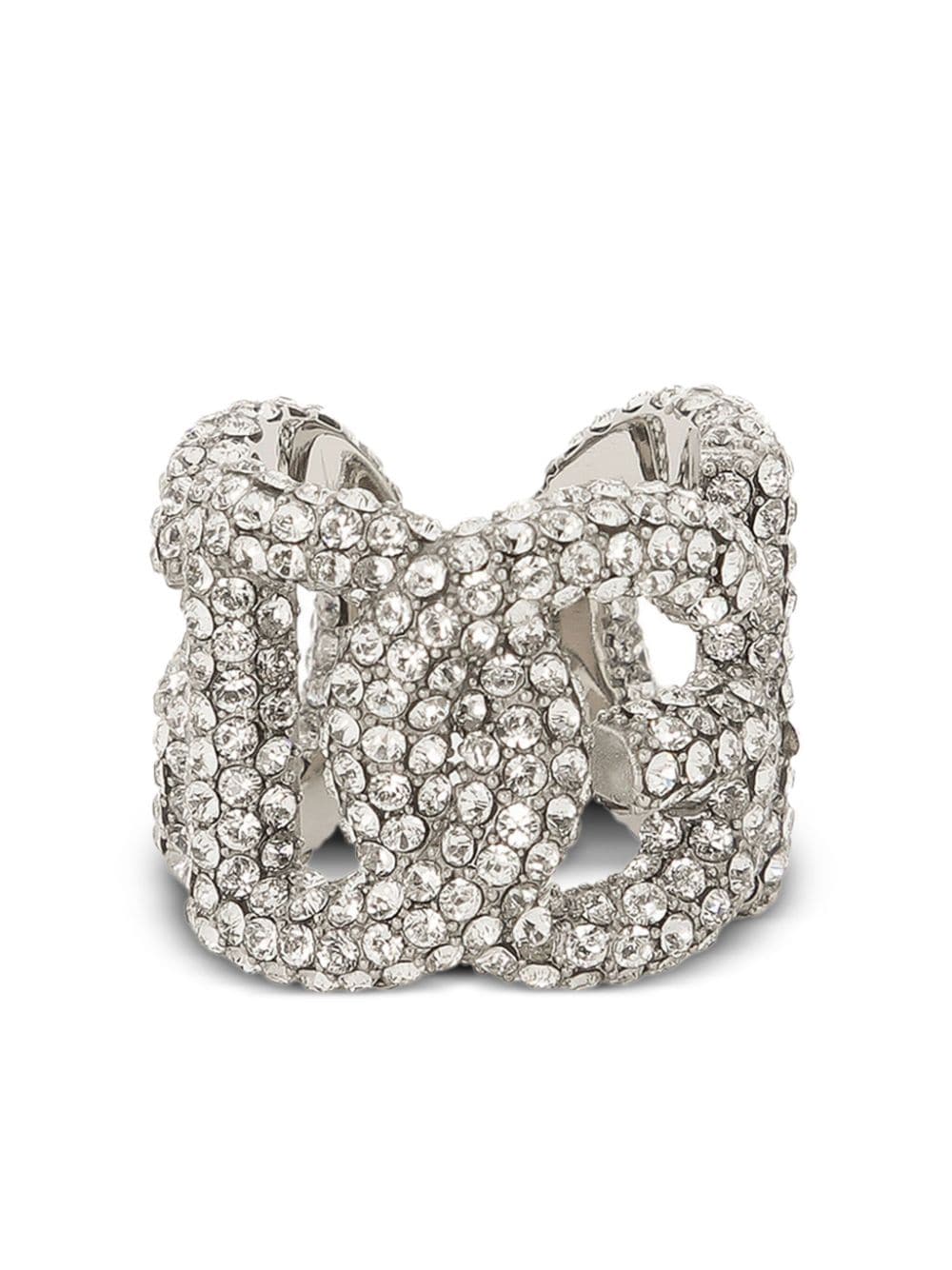 Dolce & Gabbana logo crystal-embellished ring - Silver von Dolce & Gabbana