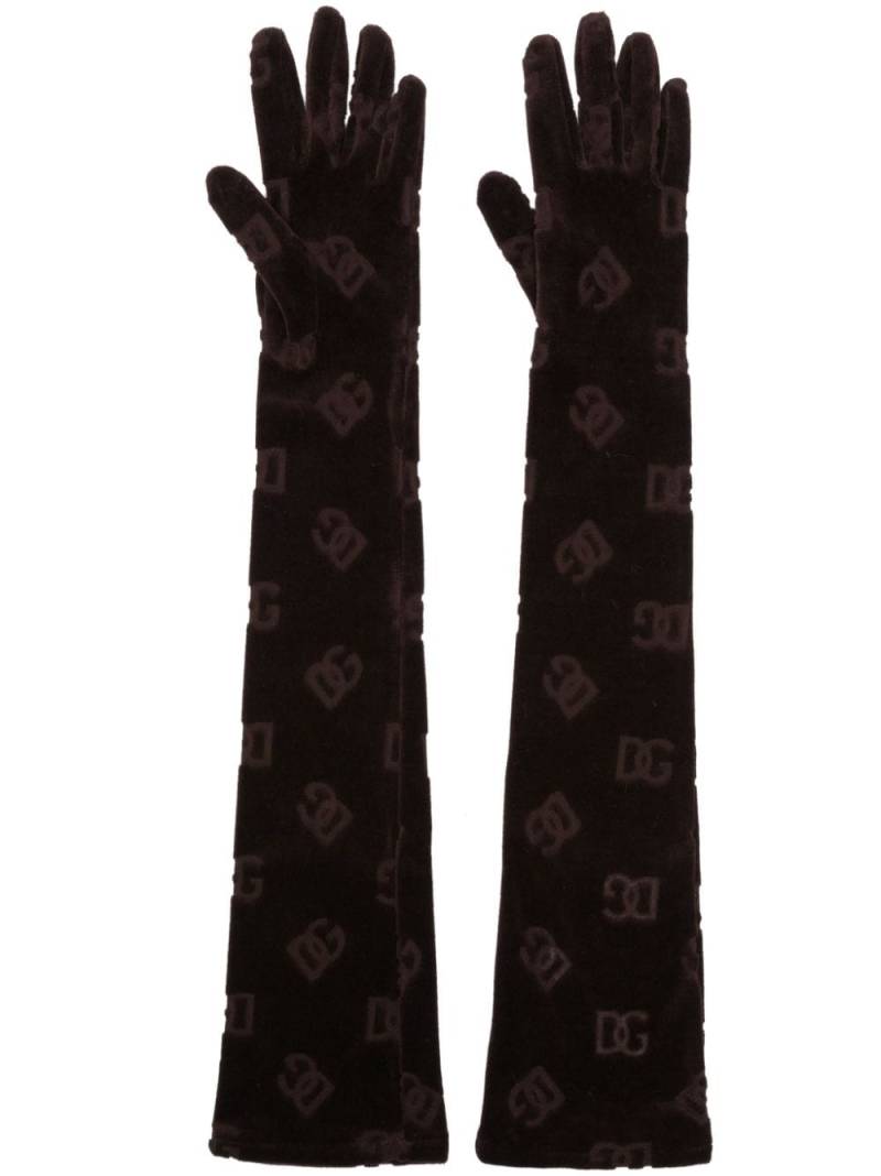 Dolce & Gabbana logo-debossed cotton gloves - Brown von Dolce & Gabbana