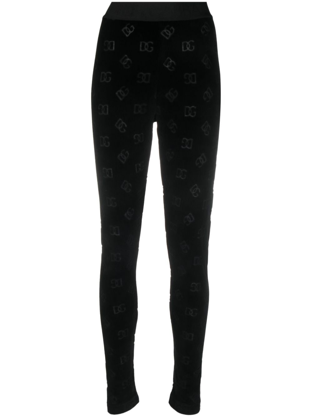 Dolce & Gabbana logo-debossed cotton leggings - Black von Dolce & Gabbana