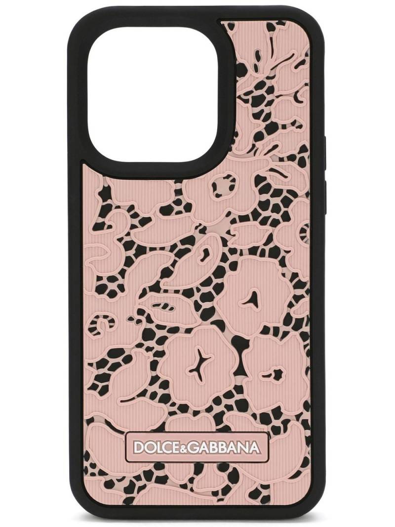 Dolce & Gabbana floral-lace iPhone 14 Pro case - Pink von Dolce & Gabbana