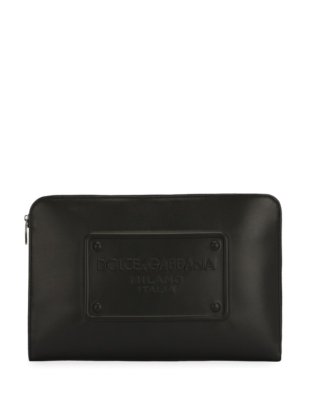 Dolce & Gabbana logo-debossed leather clutch bag - Black von Dolce & Gabbana