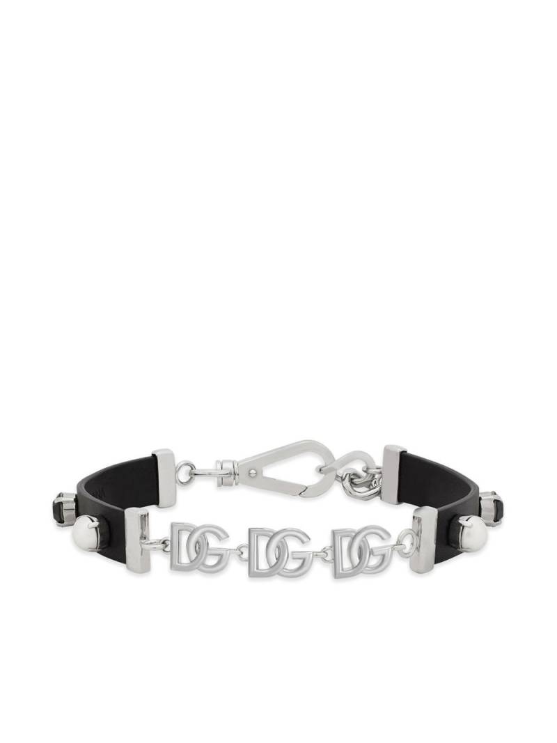 Dolce & Gabbana logo-charm leather choker - Black von Dolce & Gabbana