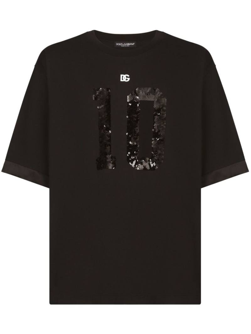 Dolce & Gabbana logo-embellished round-neck T-shirt - Black von Dolce & Gabbana