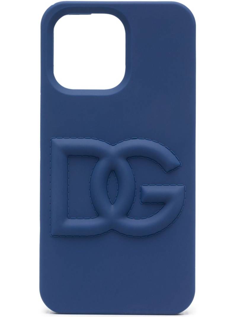 Dolce & Gabbana logo-embossed Iphone 14 Pro Max case - Blue von Dolce & Gabbana