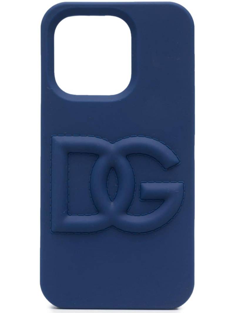 Dolce & Gabbana logo-embossed Iphone 14 Pro case - Blue von Dolce & Gabbana