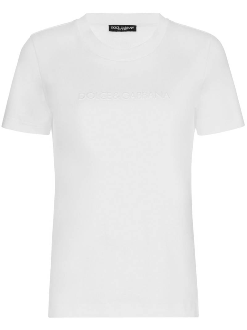 Dolce & Gabbana logo-embossed cotton T-shirt - White von Dolce & Gabbana