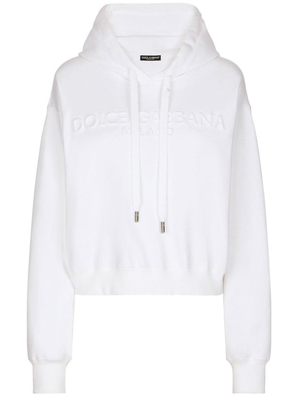 Dolce & Gabbana logo-embossed drawstring hoodie - White von Dolce & Gabbana