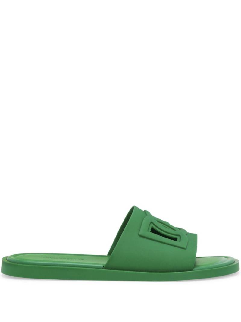 Dolce & Gabbana logo-embossed cut-out slides - Green von Dolce & Gabbana