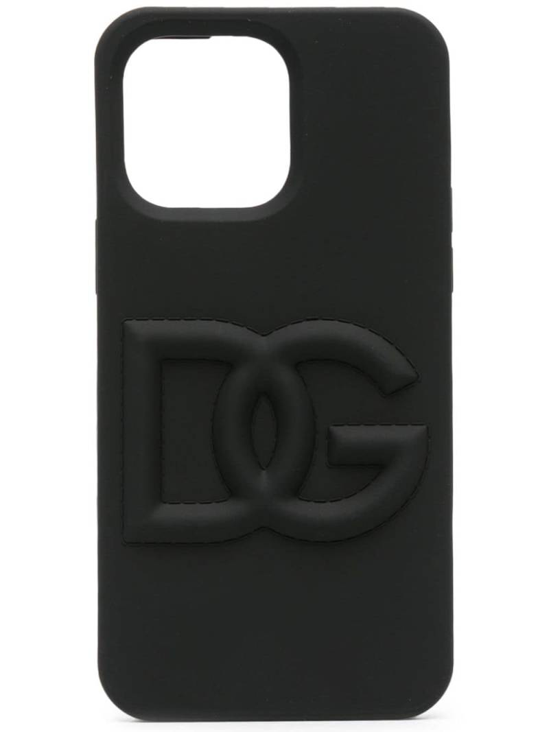 Dolce & Gabbana logo-embossed iPhone 14 Pro Max case - Black von Dolce & Gabbana