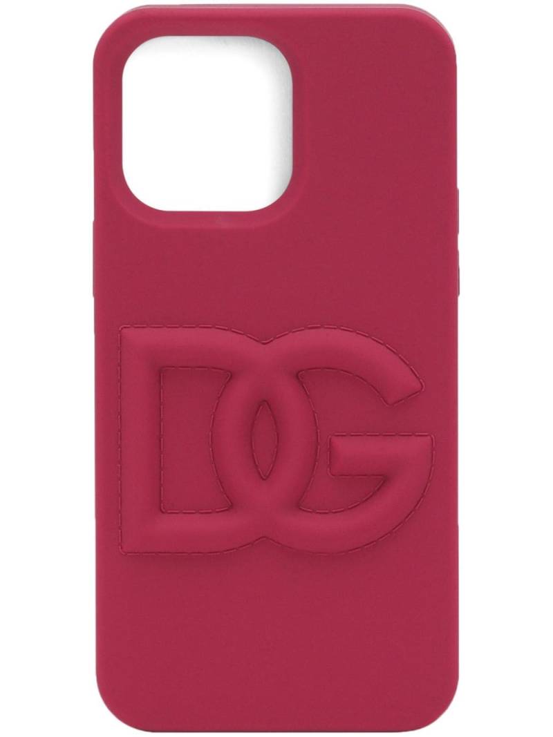 Dolce & Gabbana logo-embossed iPhone 14 Pro Max case - Pink von Dolce & Gabbana