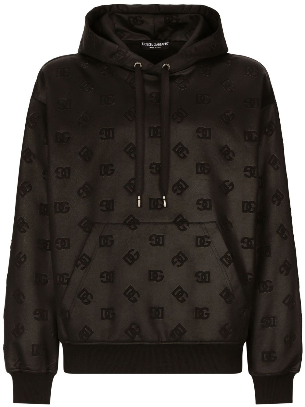 Dolce & Gabbana logo-embossed jersey hoodie - Black von Dolce & Gabbana